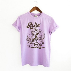 Simply Sage Market Women's Actin' Up Horse Short Sleeve Garment Dyed Tee - 1 of 2