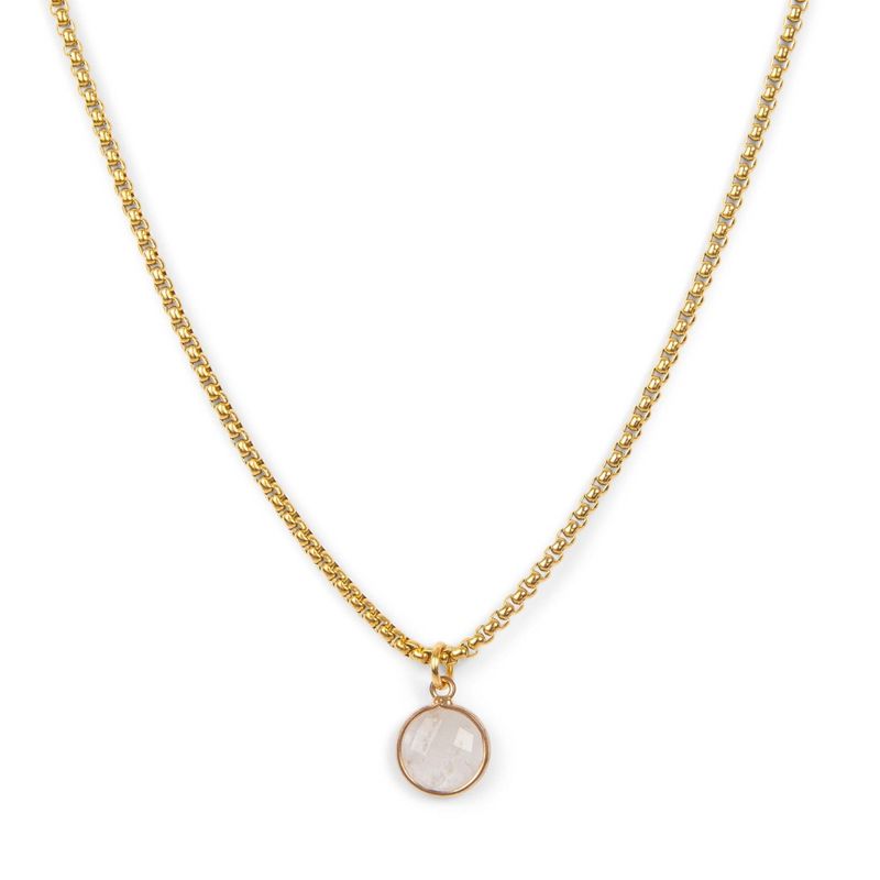 Ethic Goods Stone Pendant Necklace: Rose Quartz | GOLD PLATED, 1 of 3