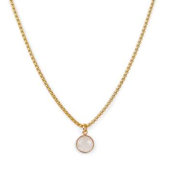 Ethic Goods Stone Pendant Necklace: Rose Quartz | GOLD PLATED