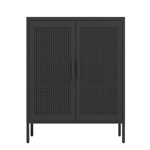 VYNXARIA Black Metal Storage Cabinet with 2 Doors and Adjustable Shelves - 1 of 4