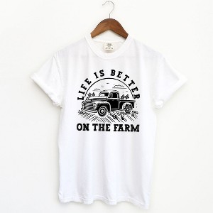 Simply Sage Market Women's Better On The Farm Truck Short Sleeve Garment Dyed Tee - 1 of 2