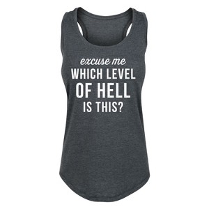 Women's - Instant Message - Which Level Of Hell Is This Graphic Racerback Tank - 1 of 4