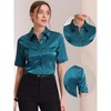Allegra K Women's Casual Short Sleeve Satin Work Business Workwear Button Down Shirt - 2 of 4