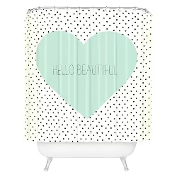 Hello Beautiful Heart Shower Curtain Polka Dots Mint Green - Deny Designs