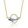 Guili 14K Gold Plated with Intertwined Rings & Colored Enamel Heart Necklace For Kids - 2 of 2