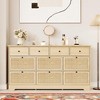 Brafab 10 Drawer Rattan Dresser for Bedrroom, 59" Wide Natural Wood Dressers, Long Boho Chest of Drawers, Mid-Century Light Oak Dresser TV Stand - 4 of 4