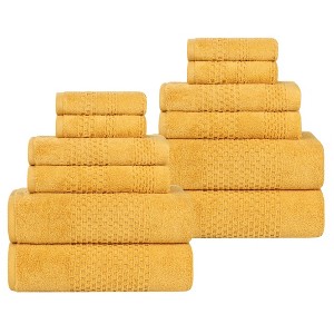 Zero Twist Waffle Textured Cotton Medium Weight Towel Set by Blue Nile Mills - 1 of 4