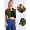 Allegra K Women's Turndown Collar Short Sleeves Crop Casual Jean Jacket - 2 of 4
