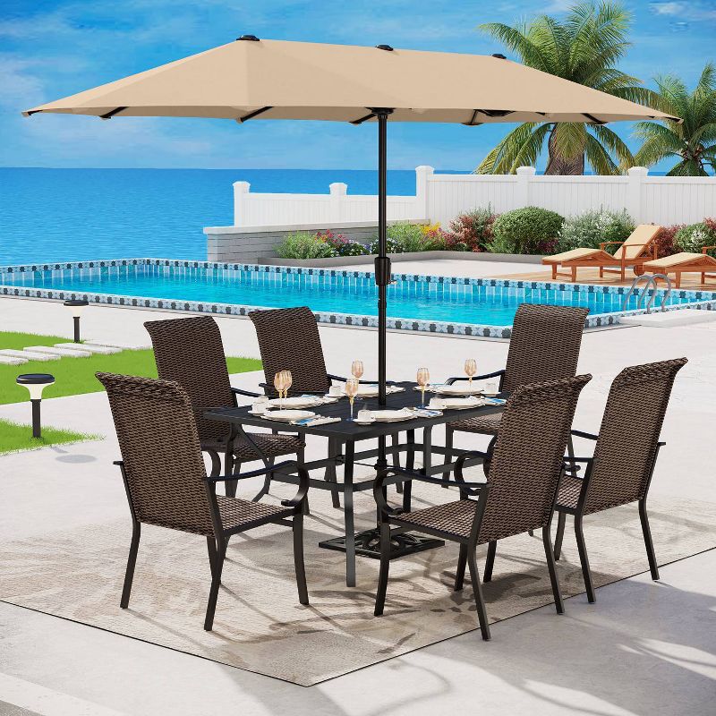 Rattan/Steel Patio Dining Arm Chairs - Captiva Designs, 5 of 8