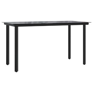 vidaXL Dining Table Black Powder-coated steel, tempered glass - 1 of 2