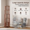 Walnut Solid Wood 360° Rotating Bookshelf Tower with Wheels,4/5/6-Tier Tall Narrow Bookcase for Corner,Bedroom,Small Space-Baofuwish - 3 of 4