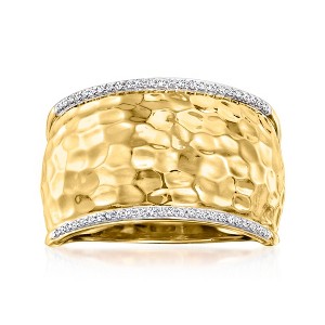 Ross-Simons 0.10 ct. t.w. Diamond Hammered Ring in 18kt Gold Over Sterling - 1 of 4