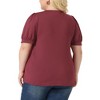 Agnes Orinda Women's Plus Size Puff Short Sleeve Crew Neck Pleated Tunic Blouses - 4 of 4