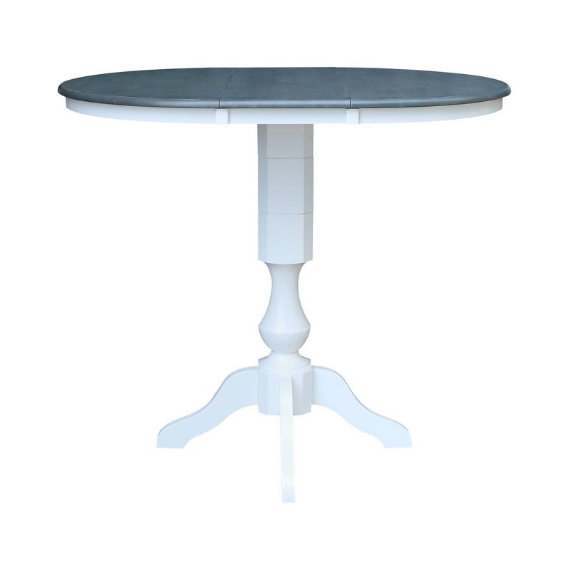36&#34; Kent Round Top Bar Height Pedestal Dining Table with 12&#34; Leaf White/Heather Gray - International Concepts, 6 of 11