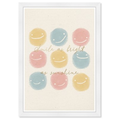 15" x 21" Smile as Bright as Sunshine Typography and Quotes Framed Art Print - Wynwood Studio: Modern Decor, Digital Art, White Plastic Frame
