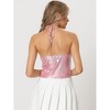 INSPIRE CHIC Women's Halter Backless Party Spaghetti Straps Asymmetrical Glitter Metallic Camisole - 3 of 4