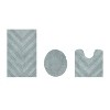 Hugo 3-Piece Bath Rug Set 100% Premium Cotton Tufted Chevron Pattern Bathmats for Bathroom, Super Soft Absorbent Machine Washable - 2 of 4