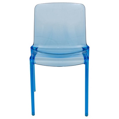 Murray 33" Transparent Blue Plastic Dining Chair, Set of 2