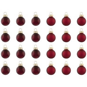Northlight 24ct Burgundy Red Dual Finish Glass Christmas Ball Ornaments 1" (25mm) - 1 of 4