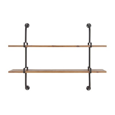 Industrial Wood Rectangle Wall Shelf Brown - Olivia & May