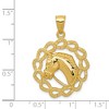 Black Bow Jewelry 14k Yellow Gold Horse Head and Horseshoe Wreath Pendant, 24mm - 4 of 4