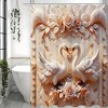 Paaaawaters 1pcs 3D Swan Embossed Pearl Print Creative Shower Curtain Set, Decorative Bathroom Set including Waterproof Shower Curtain - 2 of 4