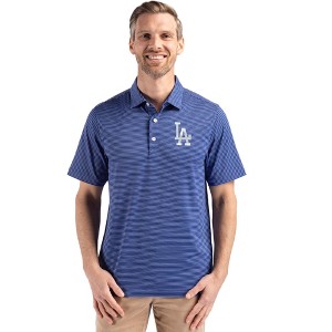 Los Angeles Dodgers Cutter & Buck Forge Epic Confidence Fine Line Stripe Stretch Recycled Mens Polo - 1 of 1