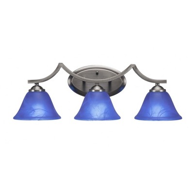 Toltec Lighting Zilo 3 - Light Vanity in  Graphite with 7" Blue Italian Shade