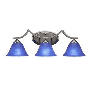 Toltec Lighting Zilo 3 - Light Vanity in  Graphite with 7" Blue Italian Shade - 1 of 1