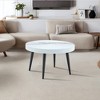 VYNXARIA Natural wood grain round coffee table,23.6" diameter.Features exquisite suction molding, natural wood texture,and black sprayed metal legs. - 2 of 4