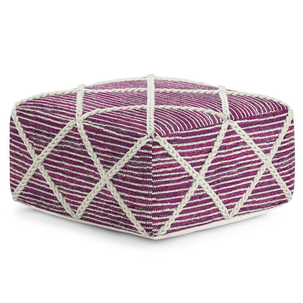 Photos - Pouffe / Bench Woodley Square Pouf Magenta/Natural - WyndenHall