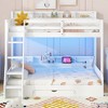 Twin over Full Bunk Bed with Storage Shelves, LED Lights, USB Charging Station & Drawer – White/Gray - ModernLuxe - 2 of 4