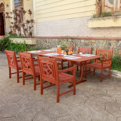 Malibu 7pc Wood Extendable Outdoor Patio Dining Set - Tan - Vifah