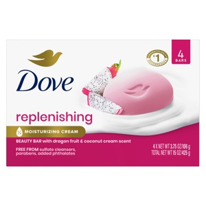 Dove Beauty Replenishing Bar Soaps - Dragon Fruit & Coconut Cream - 15oz/4ct - 1 of 4