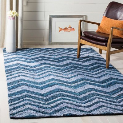Handmade Blue Cotton Tufted 6' x 9' Area Rug