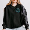 Simply Sage Market S.W.Smiley Embroidered Simple Wink Bold Lightweight Garment Dyed Sweatshirt - 2 of 4
