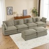 149.6" Modern Corduroy U-Shaped Modular Sectional Sofa with Side Storage Pockets & Three Movable Ottomans - 2 of 4