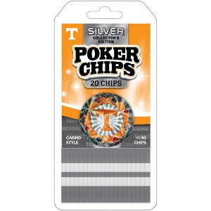 MasterPieces Casino Style 20 Piece 11.5 Gram Poker Chip Set NCAA Tennessee Volunteers Silver Edition - 1 of 3