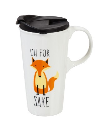 Evergreen Ceramic Travel Mug 17oz. Fox Sake