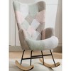 13.15"Modern Patchwork Accent Chair with Solid Wood Armrest and Feet - 3 of 4