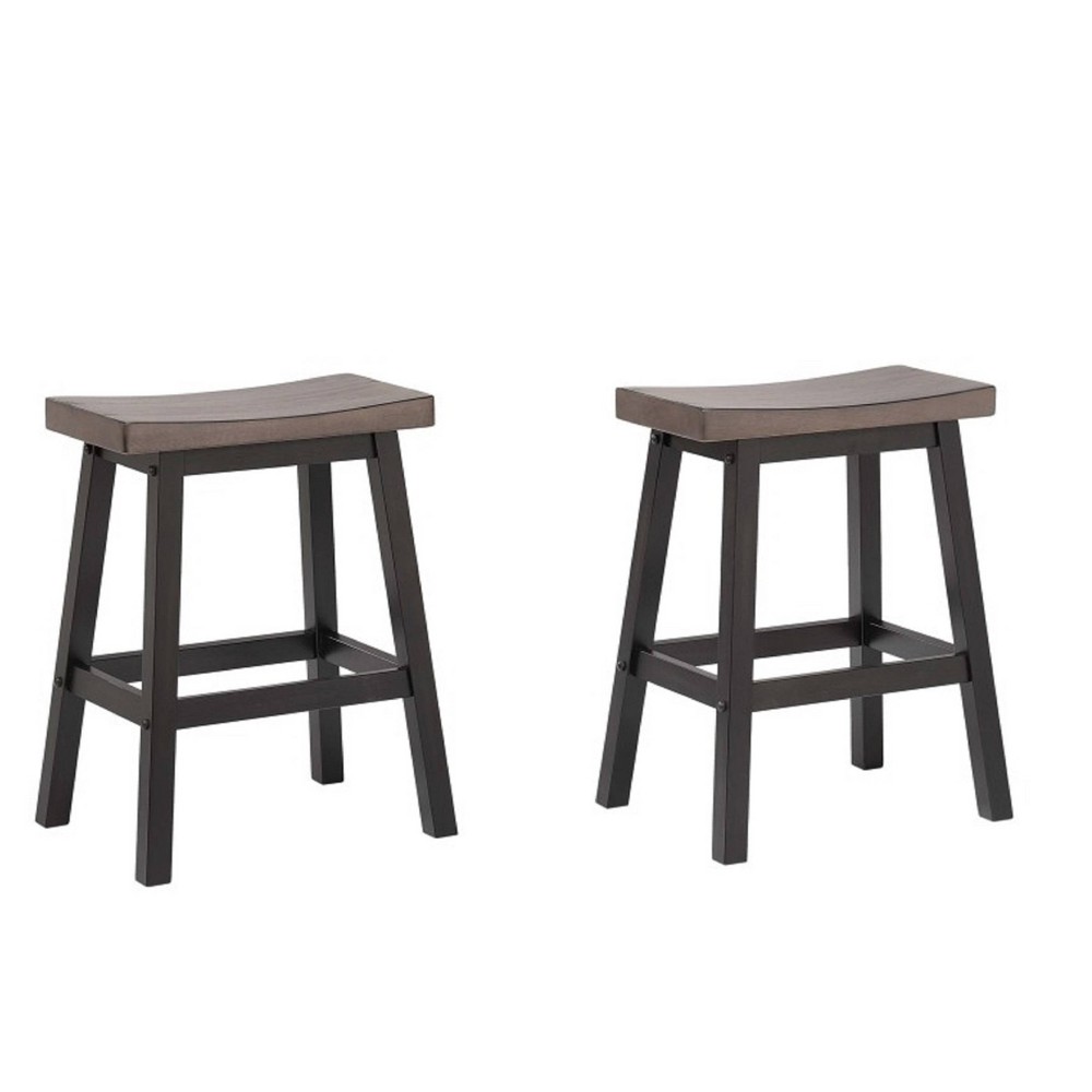 Brassex Set of 2 Ashanti Counter Height Barstools Oak/Dark Gray