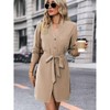 Coolmee Women's Midi Shirt Dress Casual Long Sleeve Button Down Loose Tie Waist Adjustable Sleeve Work Dresses - 3 of 4