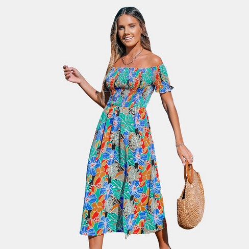 Mambo Women's Floral Print Shirred Dress - Multi