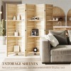 5 Panel 67" Tall Wood Privacy Screen Room Divider with 3 Shelves and Folding Storage for Bedroom - 4 of 4