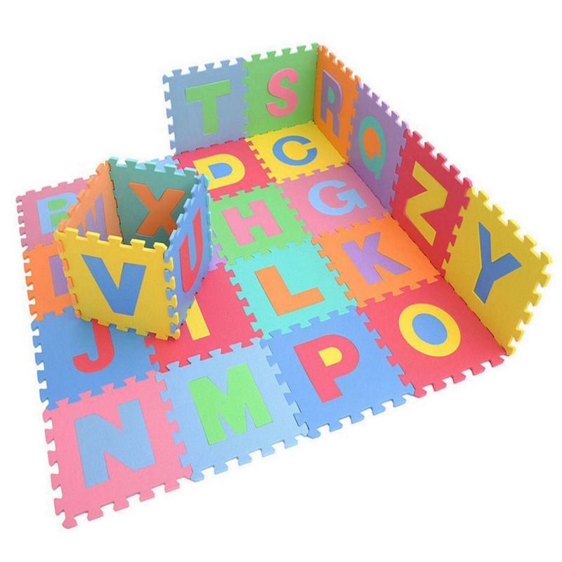 Insten Foam Alphabet & Numbers Floor Mat with Solid Colors, Soft Flooring for Kids Playroom, Yoga & Exercising, 11.6x11.6 in, 2 of 9