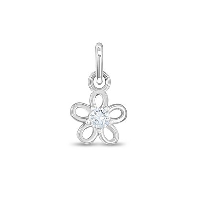 Girls' Cz Open Flower Sterling Silver Charm - Clear - In Season Jewelry ...