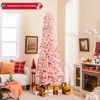 Tangkula 8 FT Christmas Tree Artificial Xmas Tree with 1000 Flocked Branch Tips & Folding Metal Stand Slim Pencil Decoration Tree - 2 of 4