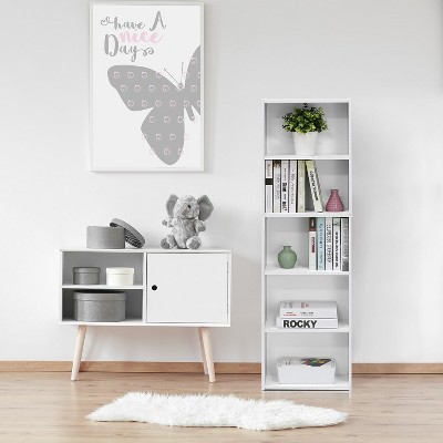 Sleek 5-Tier White Engineered Wood Open Shelf Bookcase