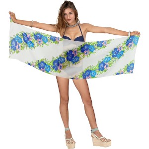 LA LEELA Women's Sarong Wrap Swimwear Bikini One Size Multicolored, Daisy Hibiscus - 1 of 4