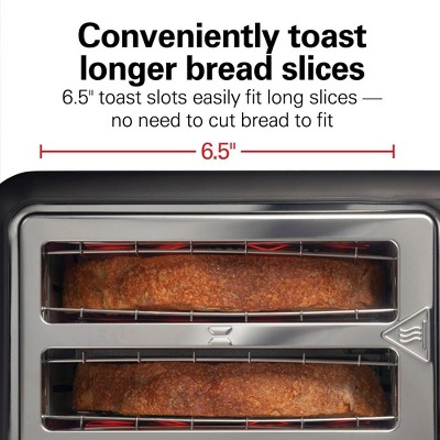 Matte Black and Stainless Steel 2-Slice Long Slot Toaster